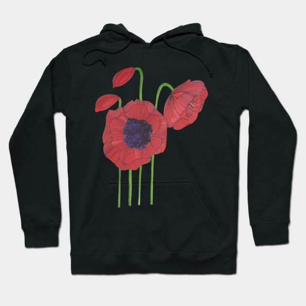 Red Flowers Hoodie by wildmagnolia